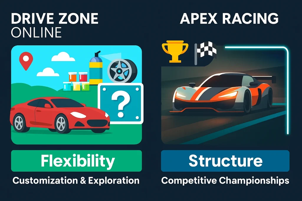 Drive Zone Online VS Apex Racing: Which Game Reigns Supreme? 3 Player Community and Content Creation (2)